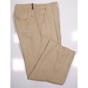 Trussardi Jeans Light Brown Linen Relaxed Fit Beach Pants Trousers 36x30
